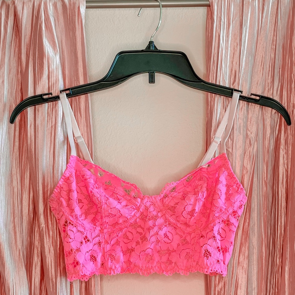 VS PINK Hot Pink Lace Bralette